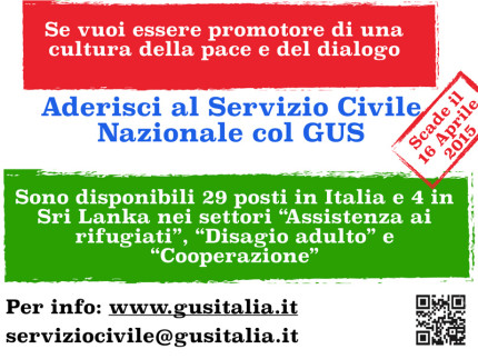 Locandina per il Servizio Civile con l'ong Gus