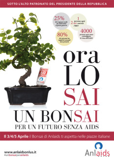 Il manifesto della campagna "Un bonsai per Anlaids"