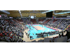 Il palazzetto di Civitanova Marche gremito di tifosi per le partite della Lube Volley Banca Marche