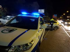 Posto di blocco della Polizia Locale a Tolentino