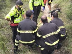 Ciclista soccorso lungo il Sentiero della Memoria nei dintorni di Ascoli