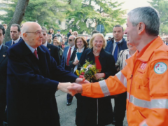 Clio Bittoni Napolitano insieme al marito Giorgio in visita a Chiaravalle